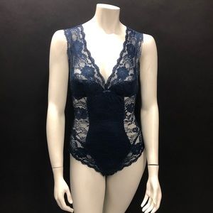 La Perla blue lace one piece made in Italy US 36/L